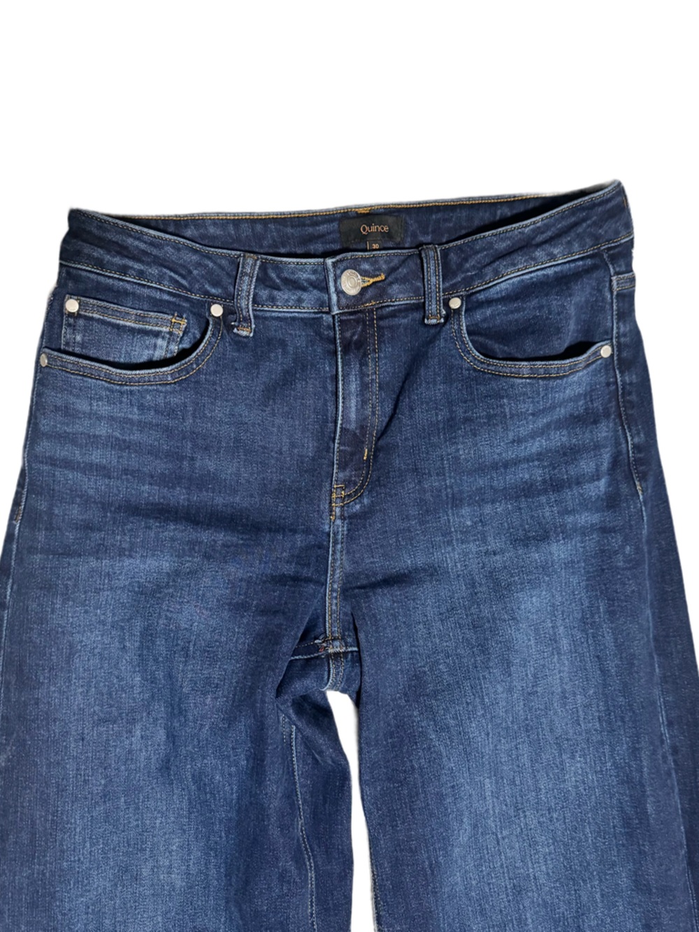 Quince Women's Bella Stretch Wide Leg Jeans Dark Blue Denim Casual Size 30 - Picture 5 of 7